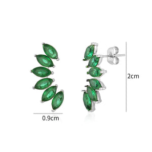 Oorstekers groene kristallen zilver