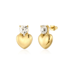 Oorstekers hart met diamant goud