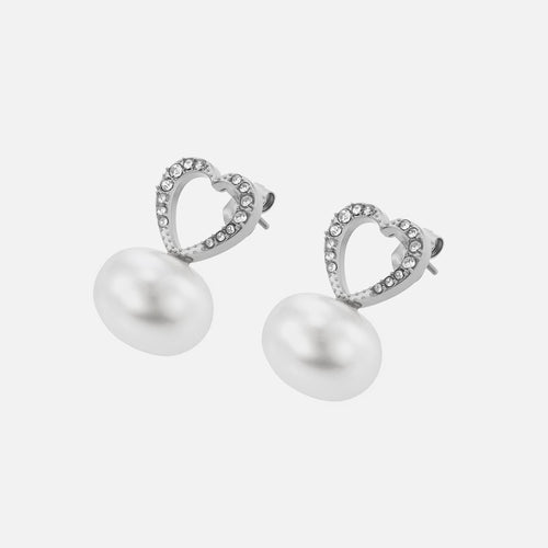 Oorstekers hart parel strass
