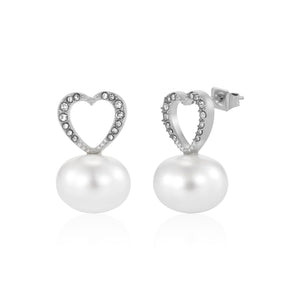 Oorstekers hart parel strass