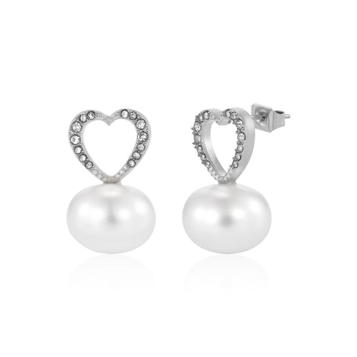 Oorstekers hart parel strass