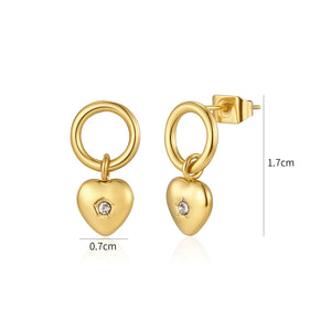 Oorstekers hartje zirkonia goud