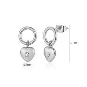 Oorstekers hartje zirkonia zilver