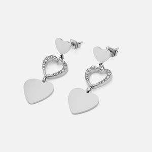 Oorstekers hartjes open en dicht zilver