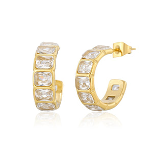 Stud earrings with square rhinestones