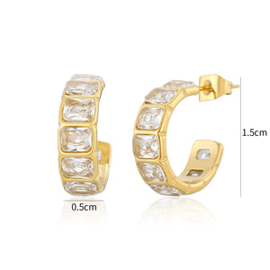 Stud earrings with square rhinestones