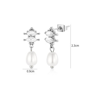 Oorstekers parel met steentjes zilver