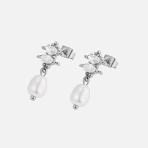 Oorstekers parel met steentjes zilver