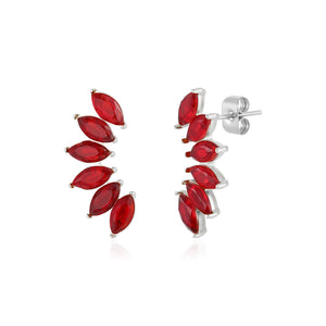 Oorstekers rode kristallen zilver