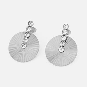 Stud earrings disc with stones