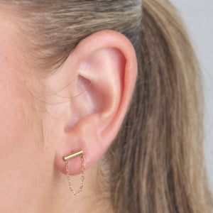 Oorstekers staafje ketting goud