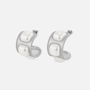 Oorstekers vierkante parels zilver