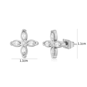 Clover zirconia stud earrings