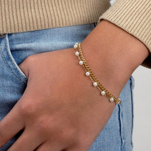 Parel armband tweelaags goud