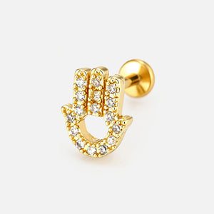 Piercing Fatimahand zirkonia - Goud