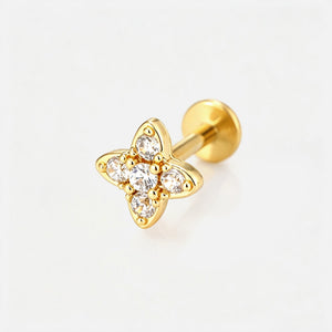 Piercing klaver zirkonia - Goud