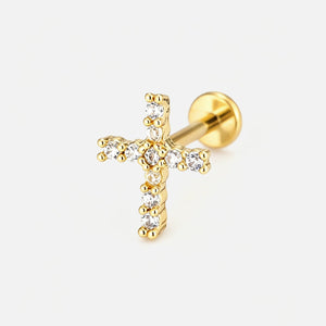 Piercing zirkonia kruis - Goud
