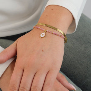 Platte armband 4mm goud
