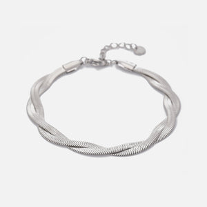 Platte gedraaide armband zilver