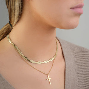 Platte gedraaide ketting goud