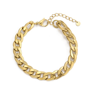 Platte schakel armband 10mm Goud