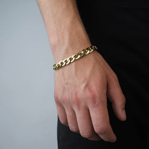 Platte schakel armband 10mm Goud