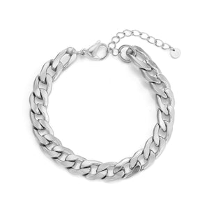 Platte schakel armband 10mm Zilver