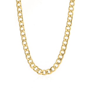 Platte schakel ketting 10mm Goud