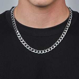 Platte schakel ketting 10mm Zilver