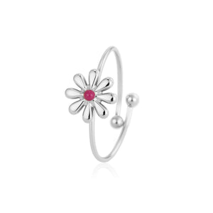 Ring bloem met steentje