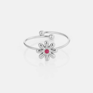 Ring bloem met steentje