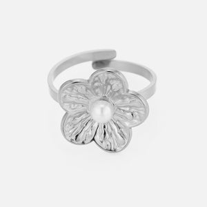 Ring bloem parel