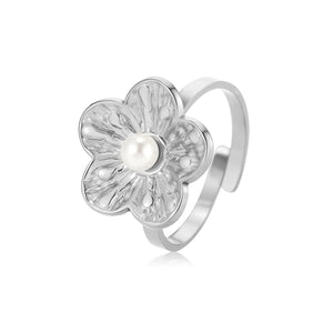 Ring bloem parel