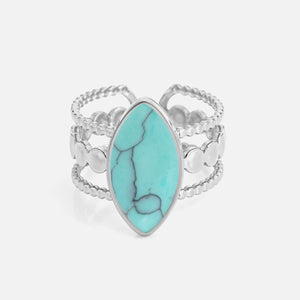 Three-layer ring with natural turquoise stone