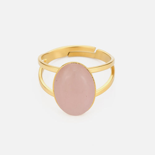 Ring dubbele band met roze steen