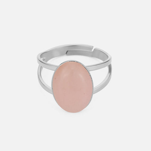 Ring dubbele band met roze steen