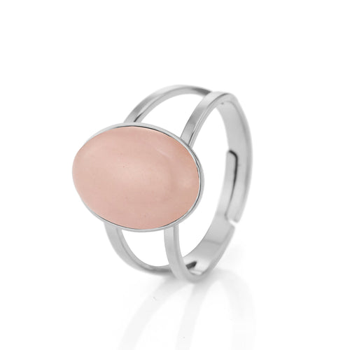Ring dubbele band met roze steen