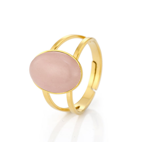Ring dubbele band met roze steen