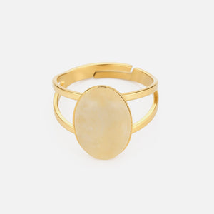 Double band ring with white stone - Goud