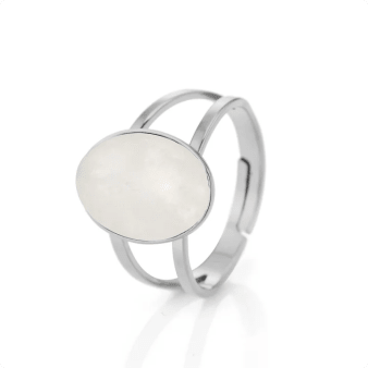 Ring dubbele band met witte steen