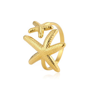 Ring dubbele zeester goud