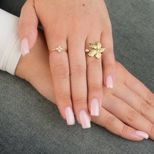 Ring fancy bloem parel goud