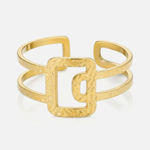 Ring gehamerde vierkanten - Goud