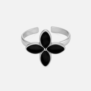 Ring gekleurde bloem zilver