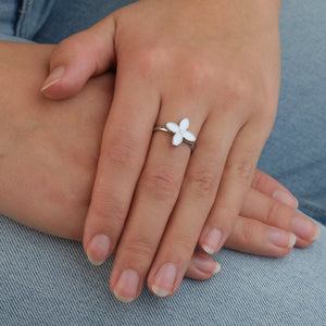 Ring gekleurde bloem zilver
