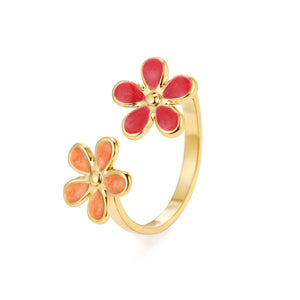 Ring gekleurde bloemen goud