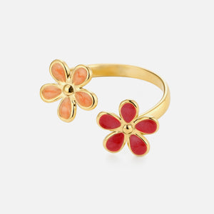 Ring gekleurde bloemen goud