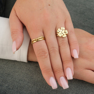 Ring gekroonde parel goud