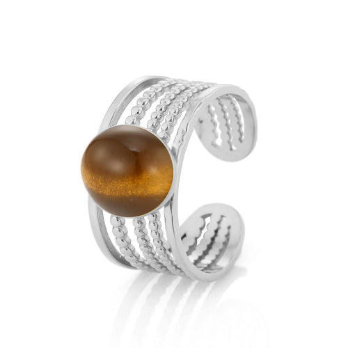 Ring gelaagd met bruine natuursteen