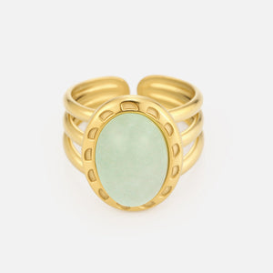 Ring layered with natural turquoise stone - Goud